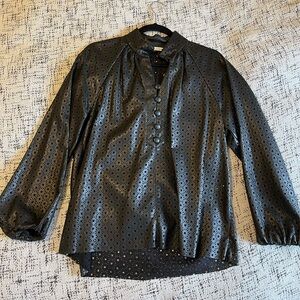 Zara laser cut faux leather blouse